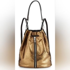 Elizabeth and James Snake Embossed Metallic Gold Cynnie Bag